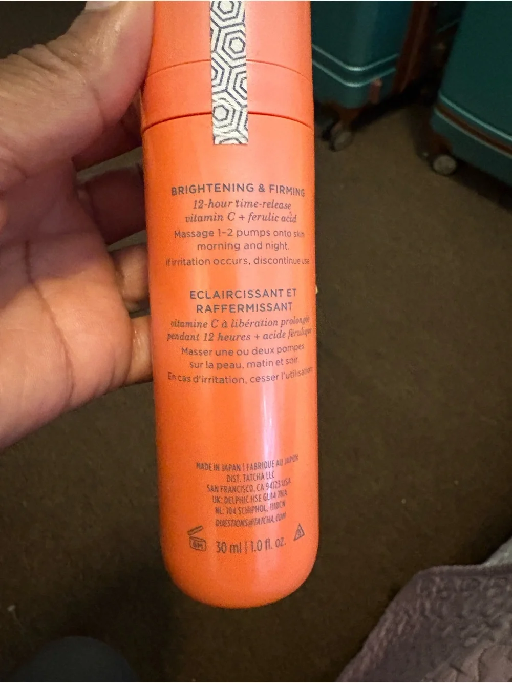 Tatcha Brightening Serum in Coral-Toned Bottle